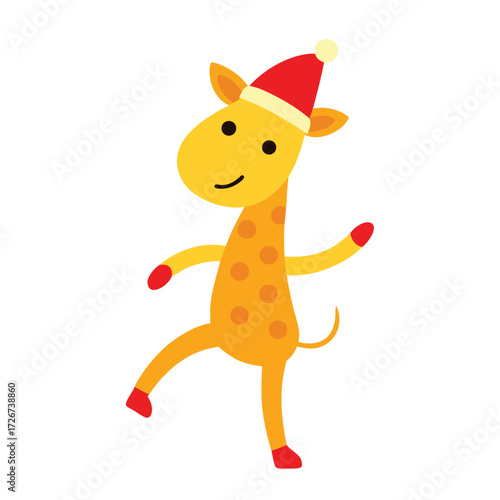 funny Christmas giraffe cartoon. charismas cartoon giraffe