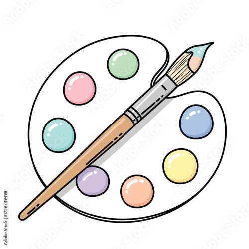 Colorful Art Palette and Brush Creative Painting Tools for Artists