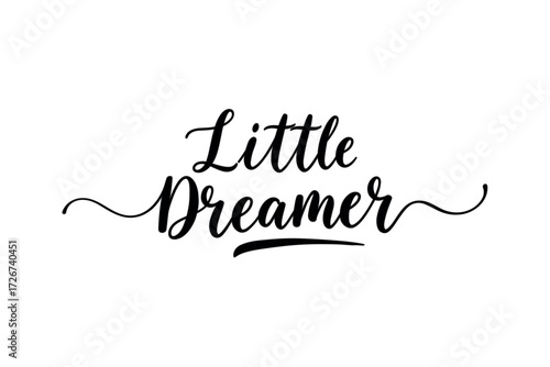 Inspiring action for little dreamers creative space typography design minimalist style artistic viewpoint imagination unleashed. Vector illustration