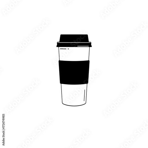 Minimal vector illustration of paper coffee cup with lid. Clean and modern design, ideal for branding, web icons, and Coffee Day graphics.