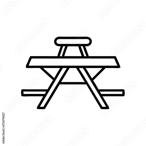 Picnic table outline in minimalist style for Camping & Outdoor Life  