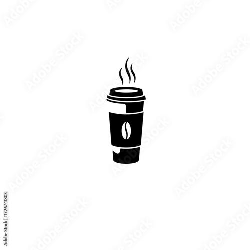 Vector icon of takeaway coffee cup with lid and steam. Perfect for café branding, app icons, delivery services, and coffee to go concepts.