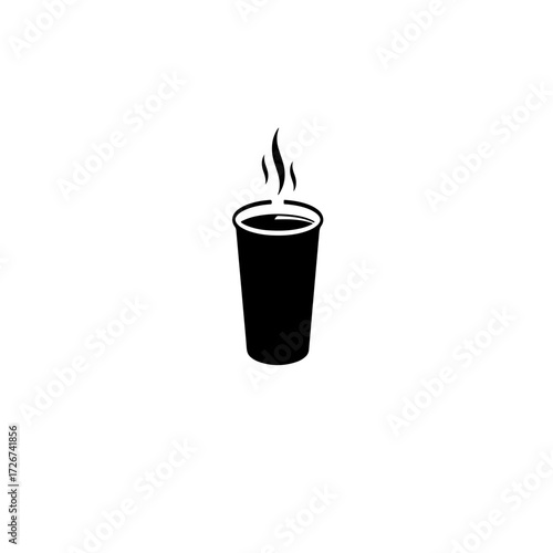 Vector icon of takeaway coffee cup with lid and steam. Perfect for café branding, app icons, delivery services, and coffee to go concepts.
