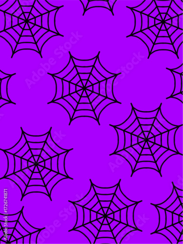 Spooky Spiderweb Purple Repeating Illustration for Halloween