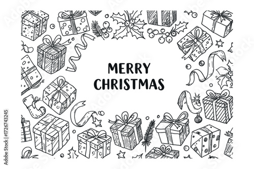 Festive holiday celebration christmas theme graphic design whimsical merry christmas context. Vector illustration