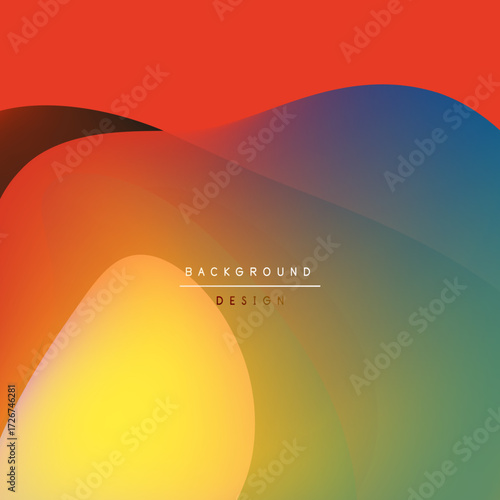 Abstract fluid shapes blend vibrant colors. Gradient transitions create smooth visual flow, modern design element.