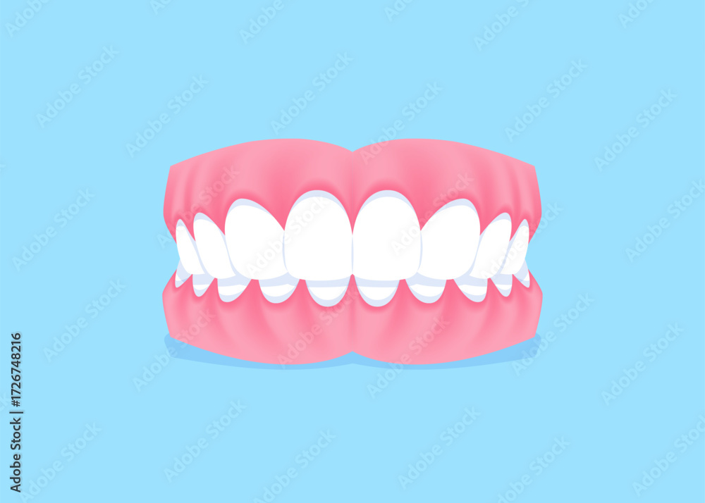 Fototapeta premium Full mouth teeth - Overbite illustration vector design. Dental care concept.