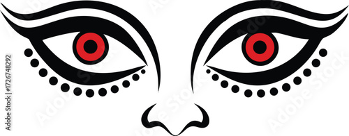 Tribal mask vector illustration with abstract face and detailed eyes design durga face