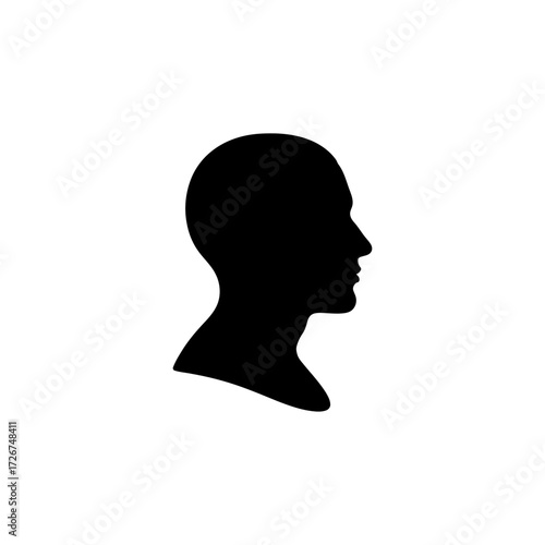 A simple black silhouette of a generic man's head shown in profile against a plain white background.