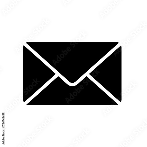 A simple black silhouette of a closed envelope, representing communication and mail.
