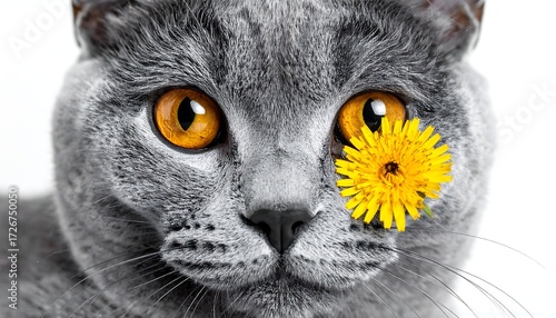 Cat with dandelion