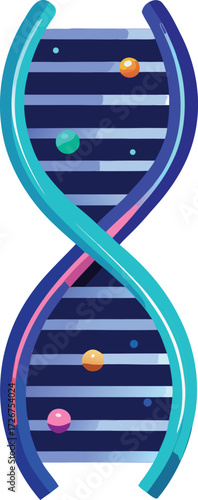 Futuristic DNA Double Helix Vector with Digital and Genetic Technology Concept