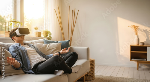 Immersive Virtual Reality Experience for Modern Mental Wellbeing Futuristic Therapy and Relaxation at Home