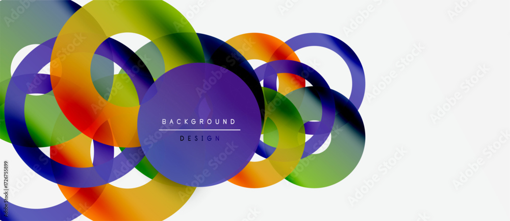 Fototapeta premium Abstract colorful overlapping circles create dynamic visual effect. Modern design elements suggest innovation, energy, fluidity.