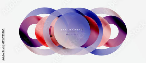 Abstract overlapping circles create vibrant visual. Gradient colors blend, forming dynamic composition. Modern design element for backgrounds.