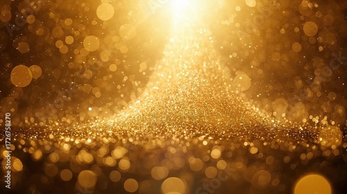 golden abstract background with sparkling energy particles