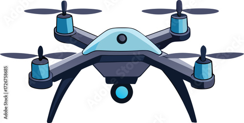 High-Tech Quadcopter Drone Flying for Digital Surveillance and Security Missions