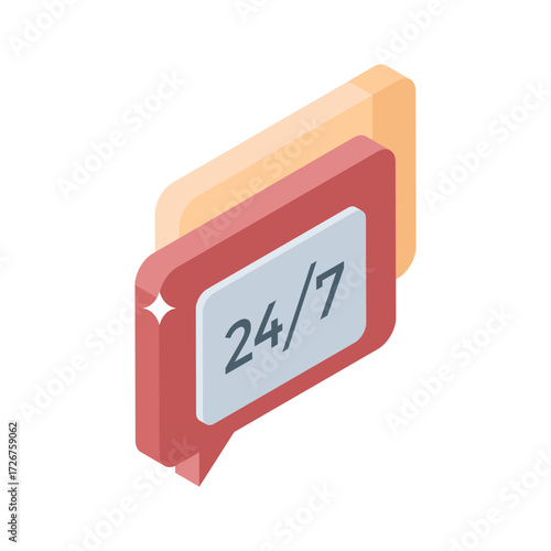 Customer support chat bubbles icon with 24/7 label.