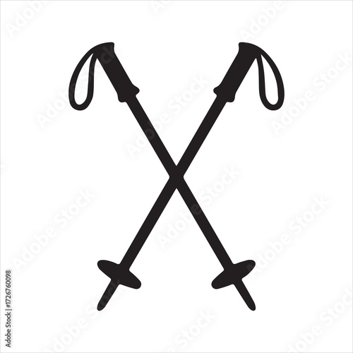 Ski Poles icon silhouette vector with white background