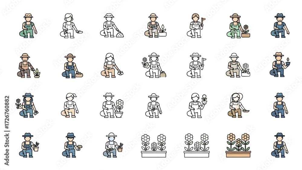 Obraz premium People Standing Vector Icons – Human Silhouette Illustration Set AI EPS PNG JPEG 