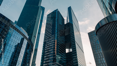 Wallpaper Mural bottom view of the tall skyscrapers of the business district of a modern city Torontodigital.ca