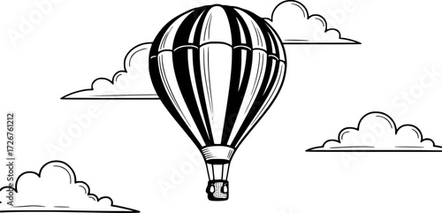 balloon, black and white, illustration, sky , vector