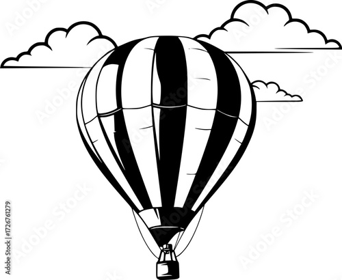 balloon, black and white, illustration, sky , vector