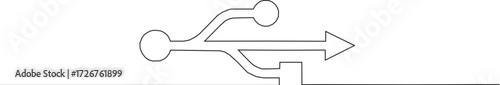 Computer display with usb port connection and a modern minimalistic black line design.. On white background.