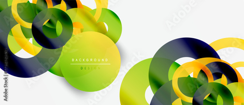 Abstract vector illustration. Overlapping colorful shapes create dynamic composition. Modern design, gradients, bright hues. Minimalist style.