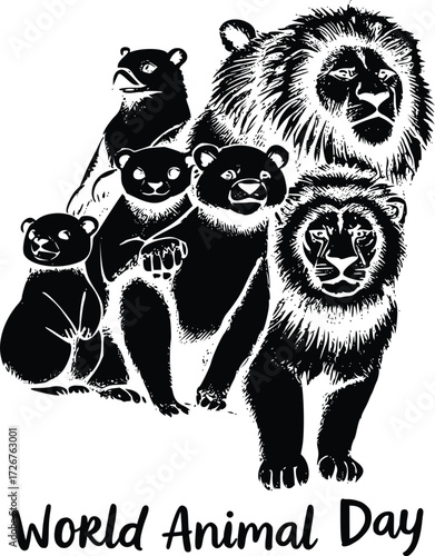 World Animal Day Flat Vector Illustration 