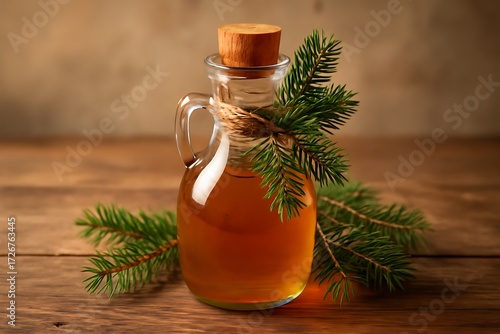 Wallpaper Mural Organic Homemade Vinegar in Glass Bottle with Twine and Fir Sprigs
 Torontodigital.ca