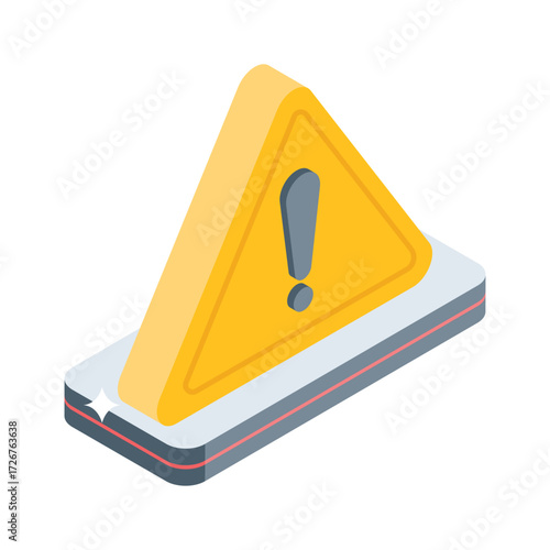 An isometric icon of warning sign in modern style