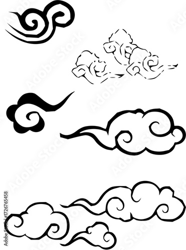 Elegant swirling cloud designs, perfect for adding a touch of whimsy and fantasy to any project, originally a scalable vector graphic for easy customization