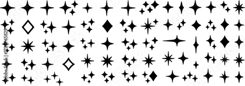 Decorative twinkle star and sparkle graphic set