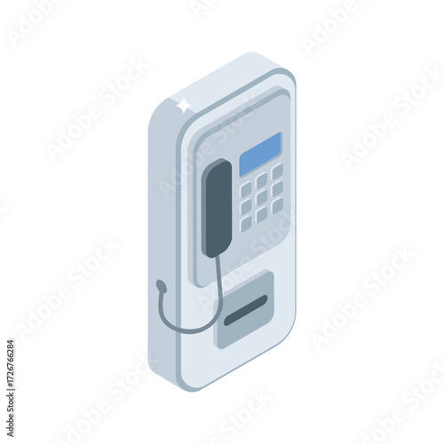 Payphone, telephone isometric vector design in trendy style