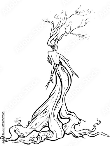 Enchanting tree spirit illustration for fantasy art projects, evoking nature's magic, perfect for book covers and creative designs, originally scalable vector graphic