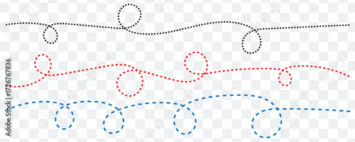 dashed hand drawn squiggle loopy line vector icon, ideal for decorative borders or accents, isolated on transparent background for flexible design use. Eps 10.
