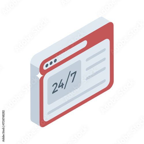 Web browser icon showing 24/7 support availability online.