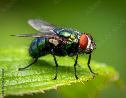 Close-up of a fly on a leaf