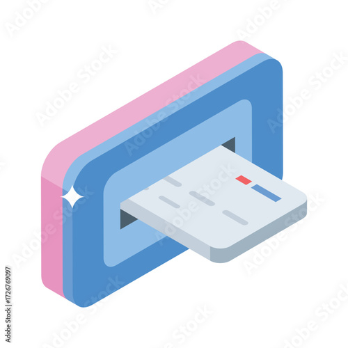 Automated teller machine isometric vector design, atm machine
