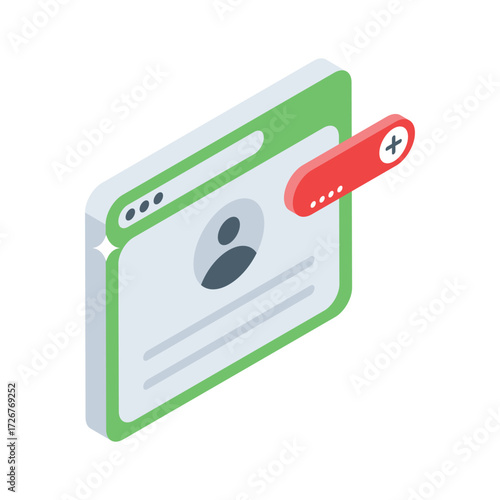 Web profile page icon with notification alert for updates.