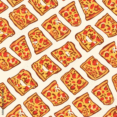 Traditional pizza pieces seam...