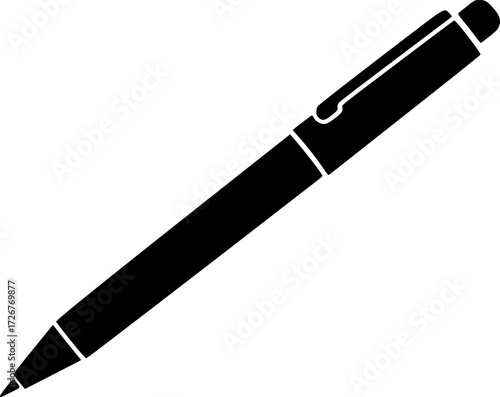 a black pen,simple, vector, isolated on white background
