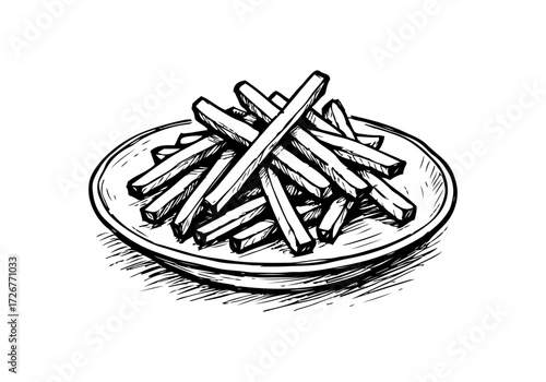 French fries hand drawn vector illustration
