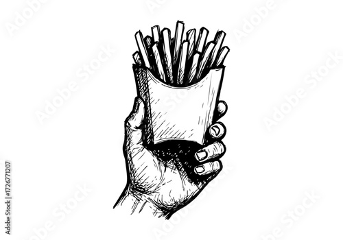 French fries hand drawn vector illustration