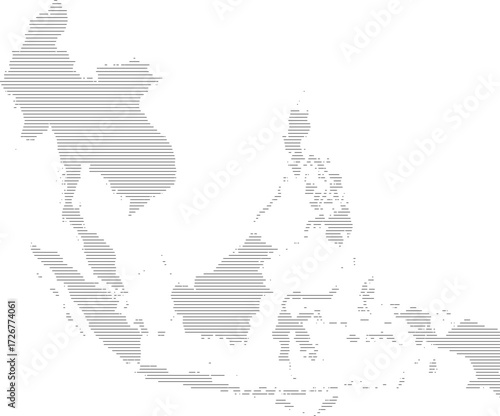 ASEAN (The Association of Southeast Asian Nations) vector map with line fill (Web Mercator projection, PPT-compatible & fully editable)