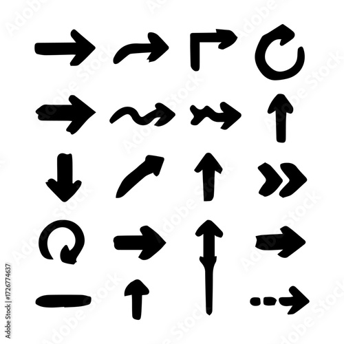 Arrows set of 16 black icons. Arrow icon. Arrow vector collection. Arrow. Cursor. Modern simple arrows. Vector illustration.