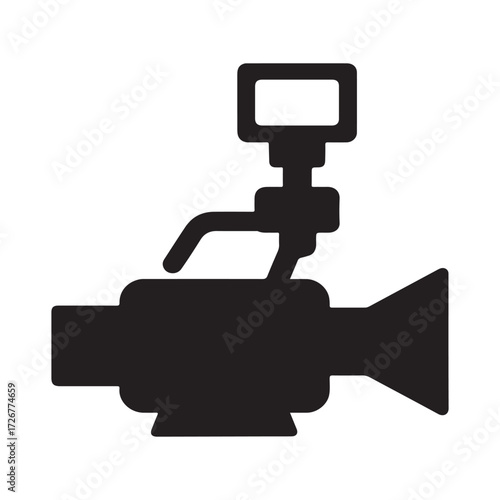 Professional camcorder silhouette vector icon for filming and media production