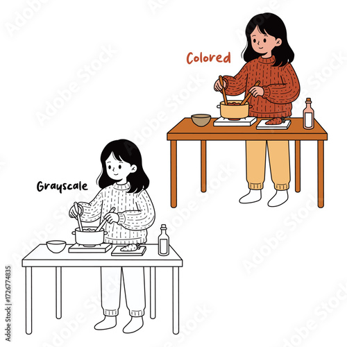 Girl Cooking in the Kitchen
