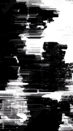 Dynamic black and white abstract digital art showcasing a modern glitch effect. Textured fractured lines and distorted patterns create an edgy contemporary visual for creative backgrounds 4K